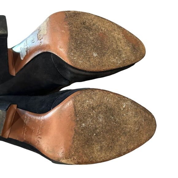 Alaia Paris D'Orsay Suede Pumps Size EU 37 US 6.5 Black Leather Chunk Heels‎ - Picture 9 of 9